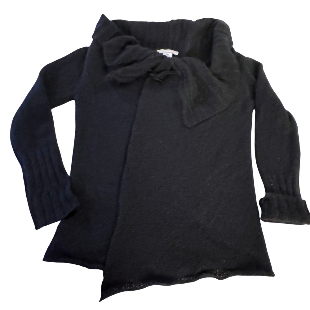 Poles Black Kid Mohair Blend Women's Cardigan Sweater Shawl Collar L